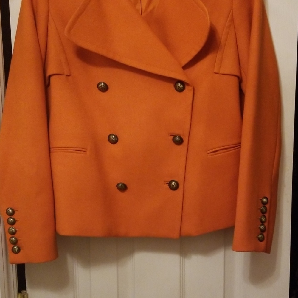 Anne klein orange bouble-breasted jacket